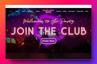 design club website night club website, festival website, ticket selling feature