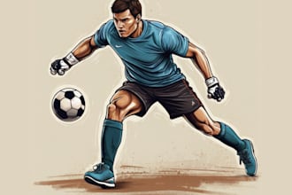 draw sport fitness football illustration portrait, digital concept art, vector