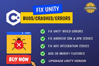 fix unity game bugs , errors , build issue and crashes