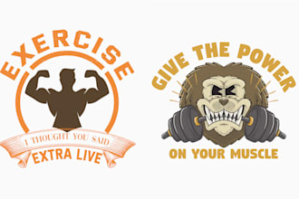 create retro cartoon skull gym fitness logo and emblem design