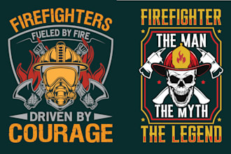do creative firefighter logo with skull fireman t shirt design