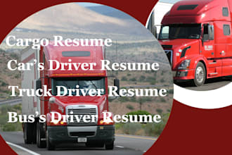 write a professional truck driver resume, car driver, cargo driver, cover letter