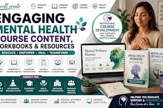 create mental health course content, workbook and training materials
