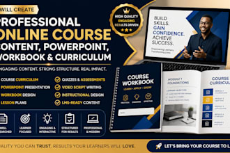create professional online course content, workbook and powerpoint