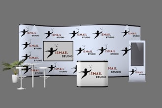 design custom 3d step and repeat 3d event backdrop 3d kiosk signage expo banner
