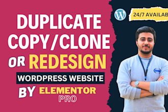 duplicate, copy clone or redesign wordpress website by elementor pro