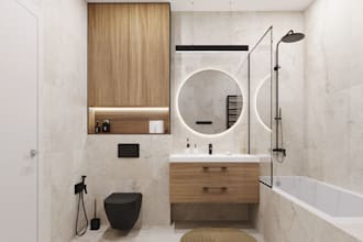 bathroom interior design and realistic 3d rendering