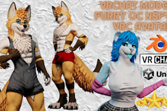 vrchat avatar, furry fnaf, fursona model, vrc avatar, furry oc, lip sync facerig