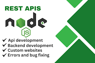 develop node js and express js backend with restful api,s