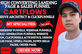 design clickfunnel landing page, sales funnel, clickbank with thrive architect