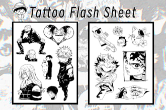 make an anime tattoo designs flash sheet