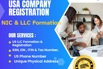 do US llc formation, company registration, itin, ein  individual tax payer