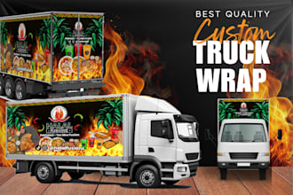 create stylish food truck wrap, trailer wrap, van wrap or vehicle wrap design