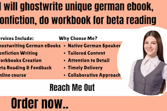 write unique german ebook, amazon kdp, workbook, and ebook promotion, marketing