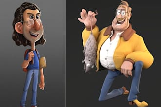 make cartoon 3d character 3d stylized character model 2d to 3d model in blender