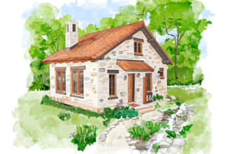 draw house illustration watercolor style