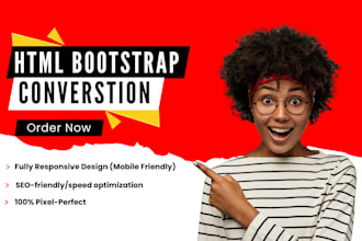 convert figma to html, psd to html, xd to html,html css bootstrap landing page
