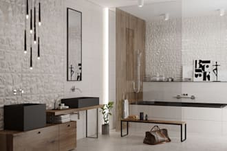 plot modern kitchen, office space design, interior rendering, bathroom, laundry