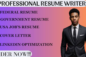 craft federal resume, USA jobs, government resume, cover letter and linkedin opt
