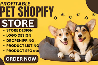 design pet shopify store pet dropshipping website pet logo cat store dog website