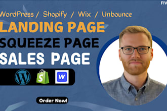 build, design landing page, one page website using wordpress, shopify, wix SEO