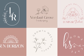 create botanical, boho, signature, floral, feminine, real estate, line art logo