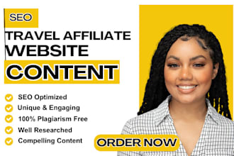 write SEO travel website travel affiliate website travel agency website content