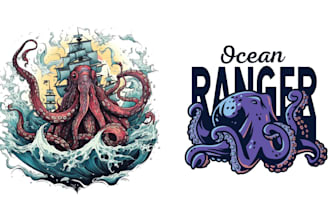 create drawing octopus logo vector illustration design