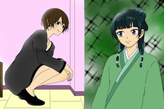 draw original character or fan art in anime style