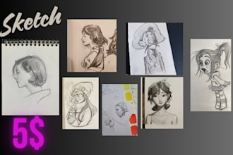 sketch drawing with pencil or paint