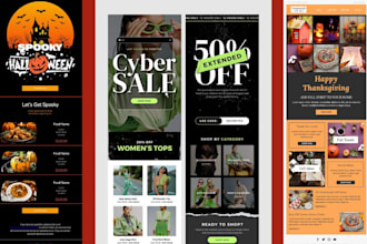 halloween email template, cyber monday, black friday newsletter on klaviyo canva