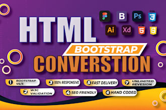 convert your xd, PSD, ai, figma files to HTML with bootstrap