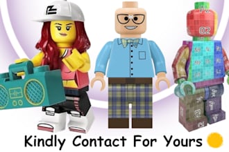 create 3d lego character model set design render minifigure toy animation stl