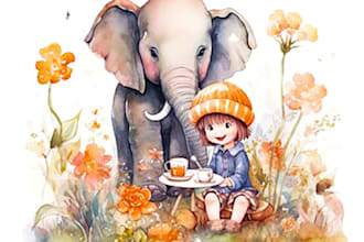whimsical watercolor children book illustration