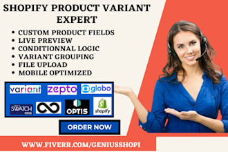setup shopify product variant globo swatch king variant glo optis zepto infinite