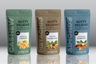 do unique pouch label, mylar bag, food packaging design