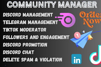 be telegram community manager admin with 20 chatters in crypto discord project