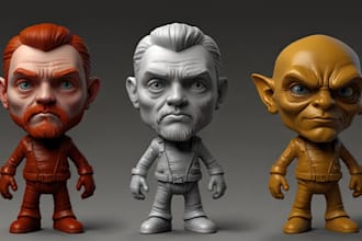 sculpt a realistic 3d toy, bust, 3d asset, character design for 3d printing
