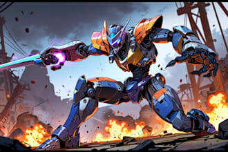 design robots and concept art of futuristic mecha