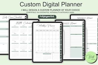 design digital planner, journal, digital products for etsy