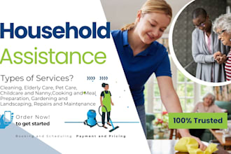 design household assistance websites, for home services, cleaning, elderly care