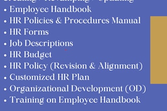 write employee handbook, HR policy book, CV resume writing and linkedin profile