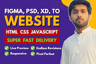 build websites from figma, PSD, PDF, and xd designs