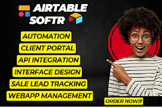 setup airtable database softr webapp, client portal