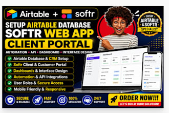 setup airtable database softr webapp client portal CRM dashboard automation