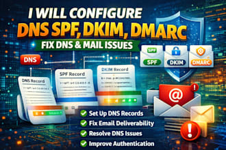 configure dns spf, dkim, dmarc records, fix dns and mail issues