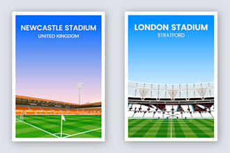 design professional sports stadium posters and illustrations