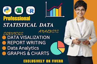 do statistical data analysis, data visualization with python, excel and rstudio