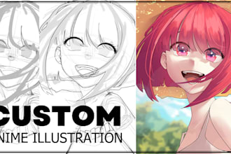 draw anime style illustration, fanart, original character