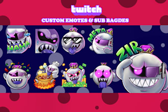 draw custom emotes or badges for twitch youtube  and discord